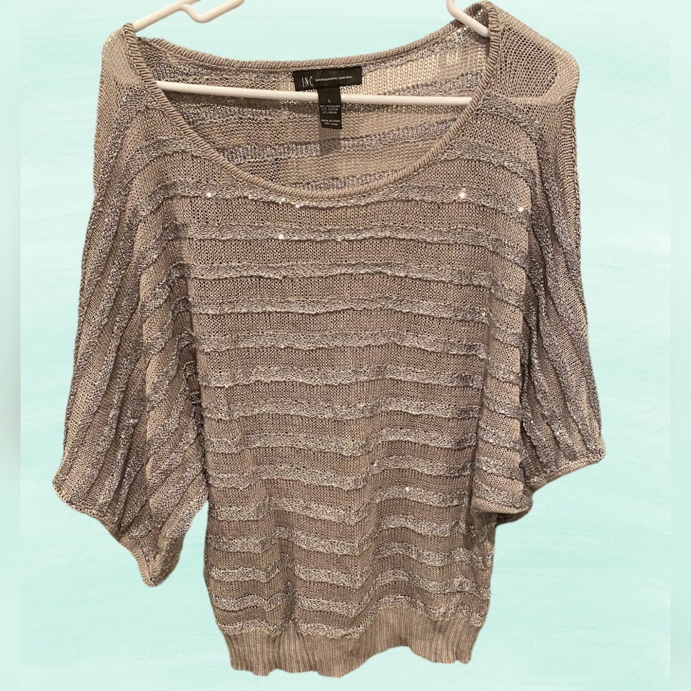 INC International Concepts Sweater Grey/Silver Size L